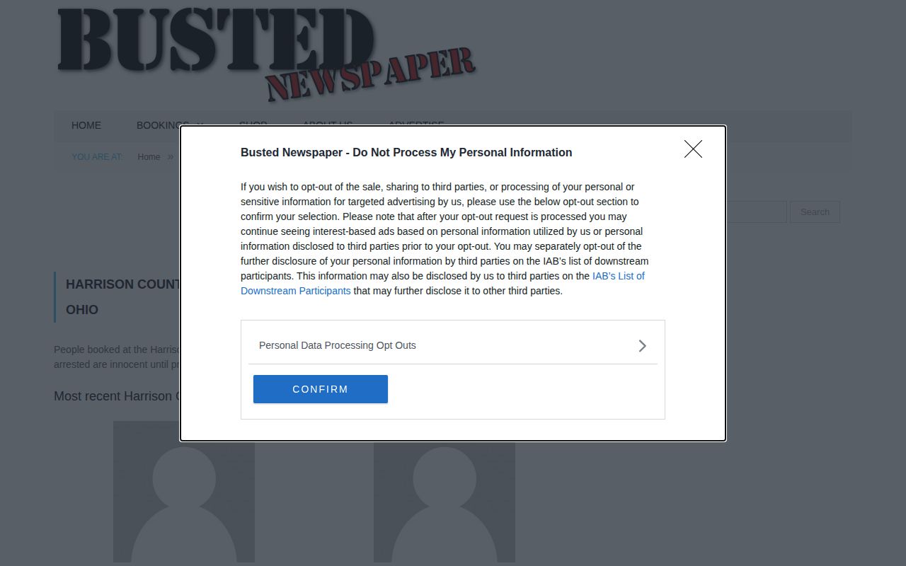 Harrison County Ohio unofficial booking-news section on Busted Newspaper