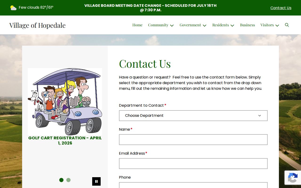 Harrison County Hopedale village contact form for arrest-record requests