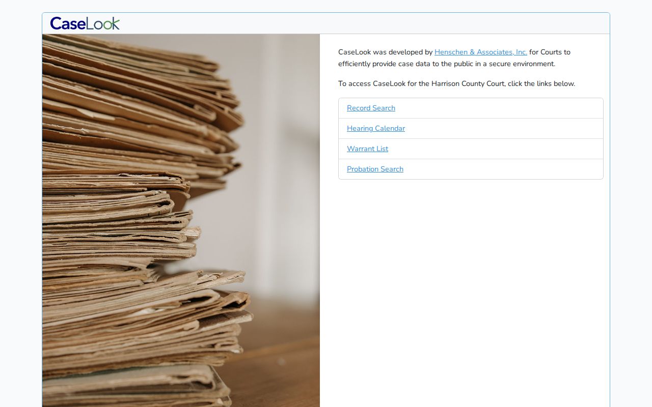 Harrison County court record search after a booking